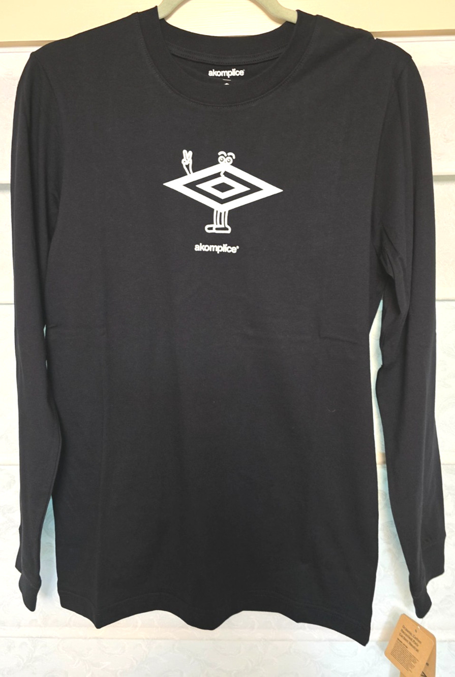 Umbro x Akomplice Peaceman Peace 195 Long Sleeve Shirt Unisex Small Black NWT